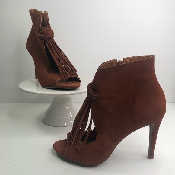 Sergio Zelcer Cognac Heels Peep Toe Shoes #8 - Picture 8 of 9
